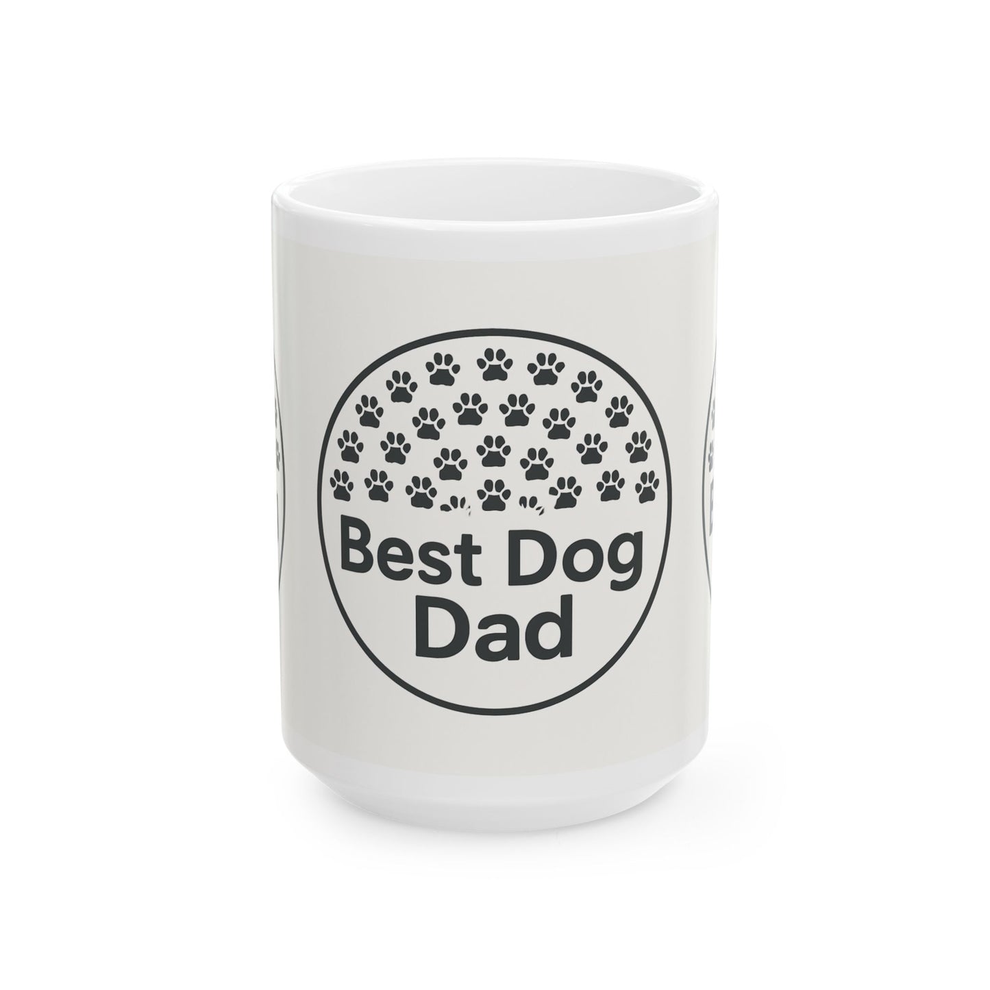 Best Dog Dad Ceramic Mug - Personalized Gift for Dog Lovers, Pet Owner Coffee Cup, 11oz 15oz, Dog Dad Gift, Paw Print Design