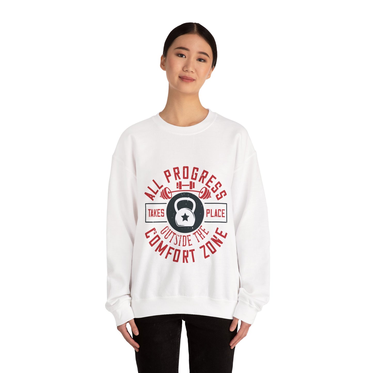 All progress takes place outside the comfort zone-01 — Unisex Heavy Blend Crewneck (G18000)