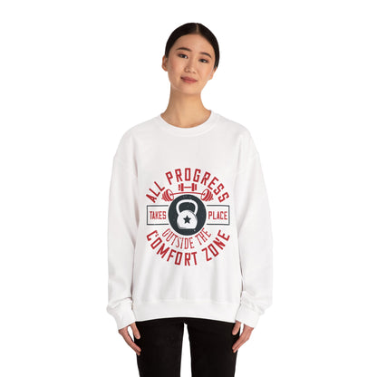 All progress takes place outside the comfort zone-01 — Unisex Heavy Blend Crewneck (G18000)