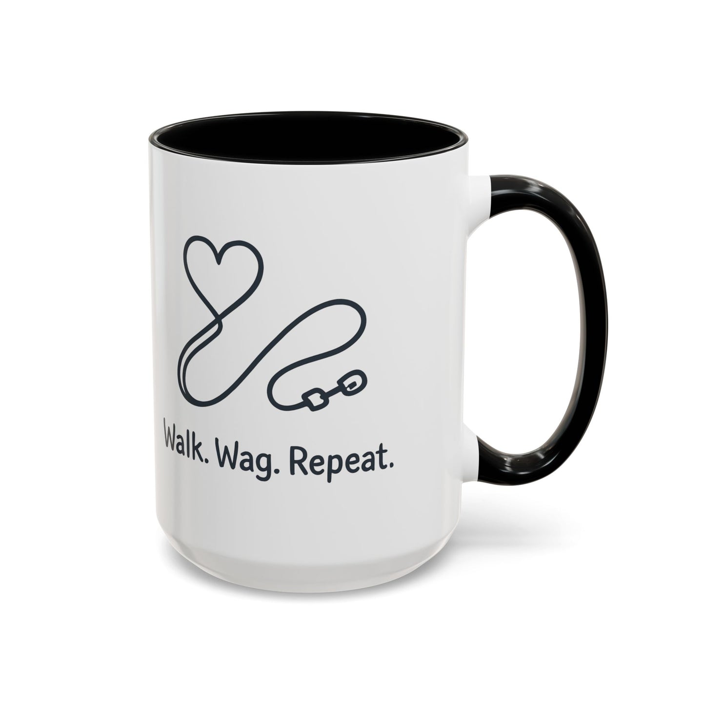 Dog Lover's Accent Coffee Mug - Walk Wag Repeat, Pet Owner Gift, Cute Dog Mug, Animal Lover Cup, Cozy Dog Mom Coffee