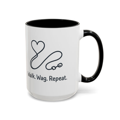 Dog Lover's Accent Coffee Mug - Walk Wag Repeat, Pet Owner Gift, Cute Dog Mug, Animal Lover Cup, Cozy Dog Mom Coffee