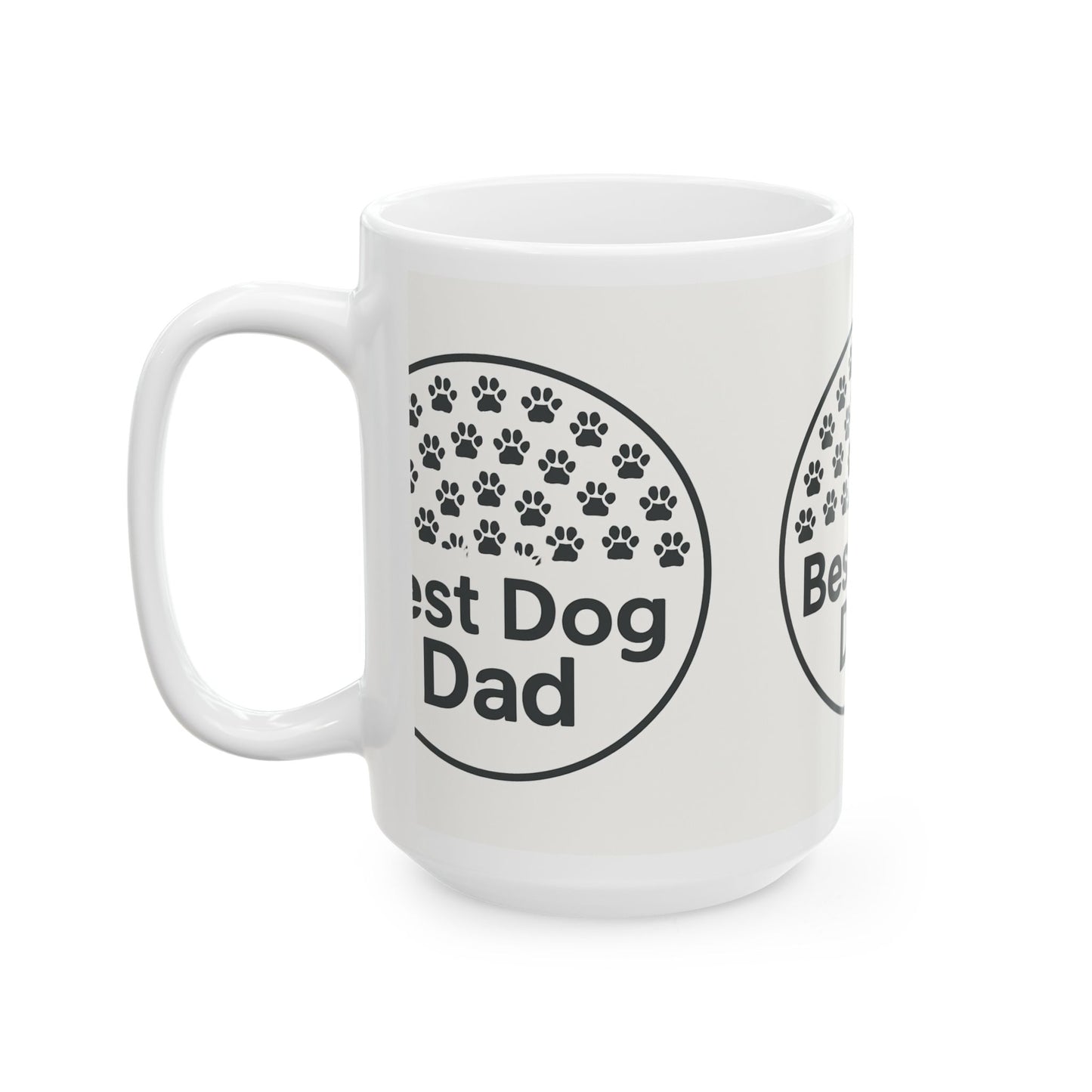 Best Dog Dad Ceramic Mug - Personalized Gift for Dog Lovers, Pet Owner Coffee Cup, 11oz 15oz, Dog Dad Gift, Paw Print Design