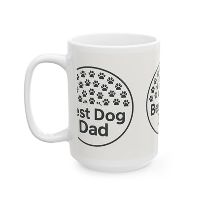 Best Dog Dad Ceramic Mug - Personalized Gift for Dog Lovers, Pet Owner Coffee Cup, 11oz 15oz, Dog Dad Gift, Paw Print Design