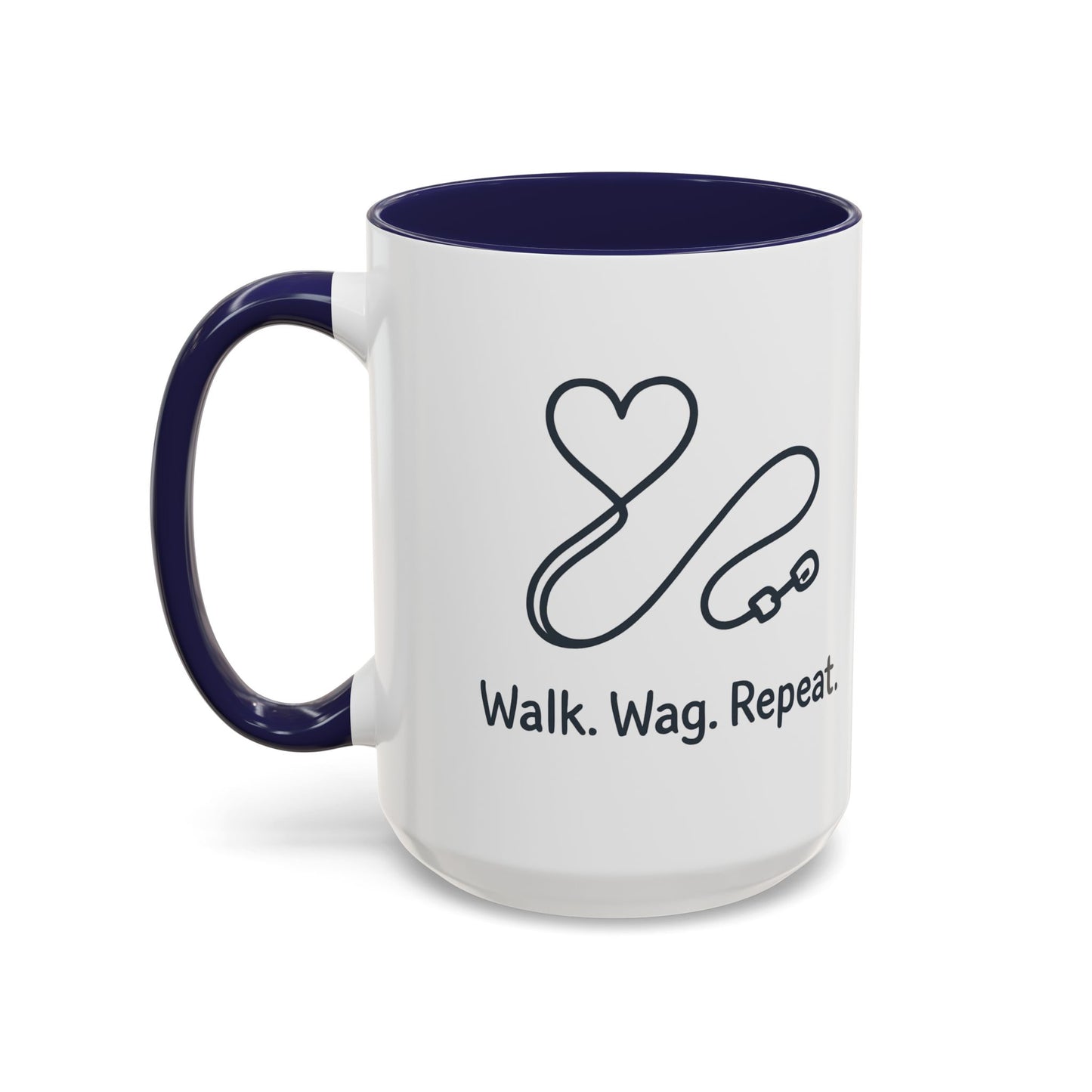 Dog Lover's Accent Coffee Mug - Walk Wag Repeat, Pet Owner Gift, Cute Dog Mug, Animal Lover Cup, Cozy Dog Mom Coffee