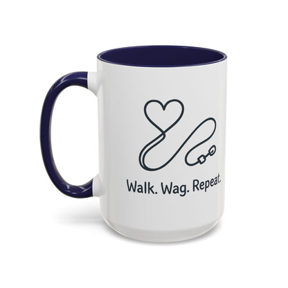 Dog Lover's Accent Coffee Mug - Walk Wag Repeat, Pet Owner Gift, Cute Dog Mug, Animal Lover Cup, Cozy Dog Mom Coffee