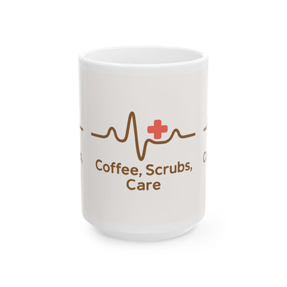 Heartbeats & Coffee Inspirational Mug - Nurse Gift, Medical Professional Humor, Healthcare Appreciation, Unique Coffee Cup