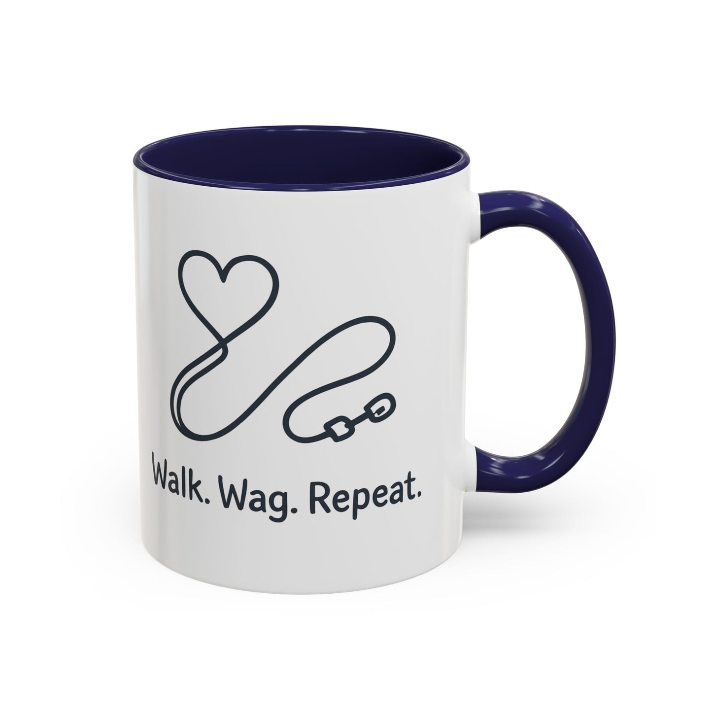 Dog Lover's Accent Coffee Mug - Walk Wag Repeat, Pet Owner Gift, Cute Dog Mug, Animal Lover Cup, Cozy Dog Mom Coffee