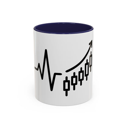 Stock Market Heartbeat Accent Coffee Mug (11, 15oz), Financial Market Trader Gift, Wall Street Investor Mug, Stock Market