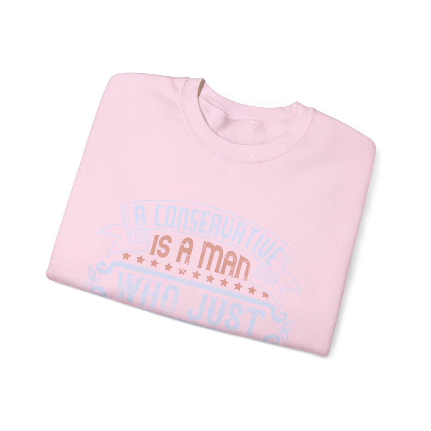 A conservative is a man who just sits and thinks, mostly sits-01 — Unisex Heavy Blend Crewneck (G18000)