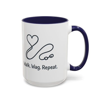 Dog Lover's Accent Coffee Mug - Walk Wag Repeat, Pet Owner Gift, Cute Dog Mug, Animal Lover Cup, Cozy Dog Mom Coffee