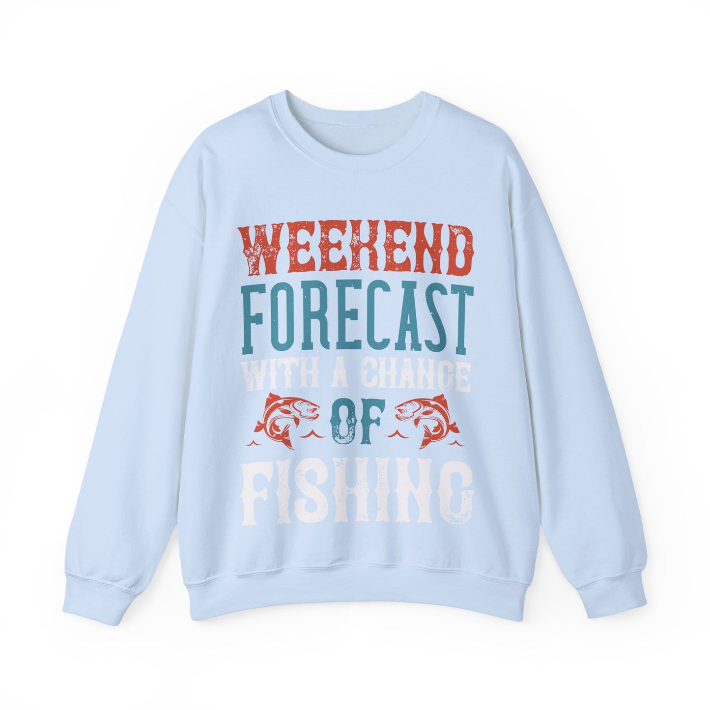 WEEKEND FORECAST WITH A CHANGE OF FISHING-01 — Unisex Heavy Blend Crewneck (G18000)