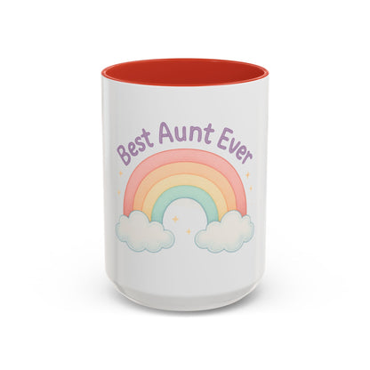 Best Aunt Ever Rainbow Coffee Mug, Gift for Aunts, 11oz, 15oz, Cute Mug, Birthday Gift, Unique Coffee Cup