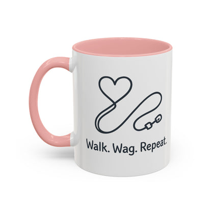 Dog Lover's Accent Coffee Mug - Walk Wag Repeat, Pet Owner Gift, Cute Dog Mug, Animal Lover Cup, Cozy Dog Mom Coffee