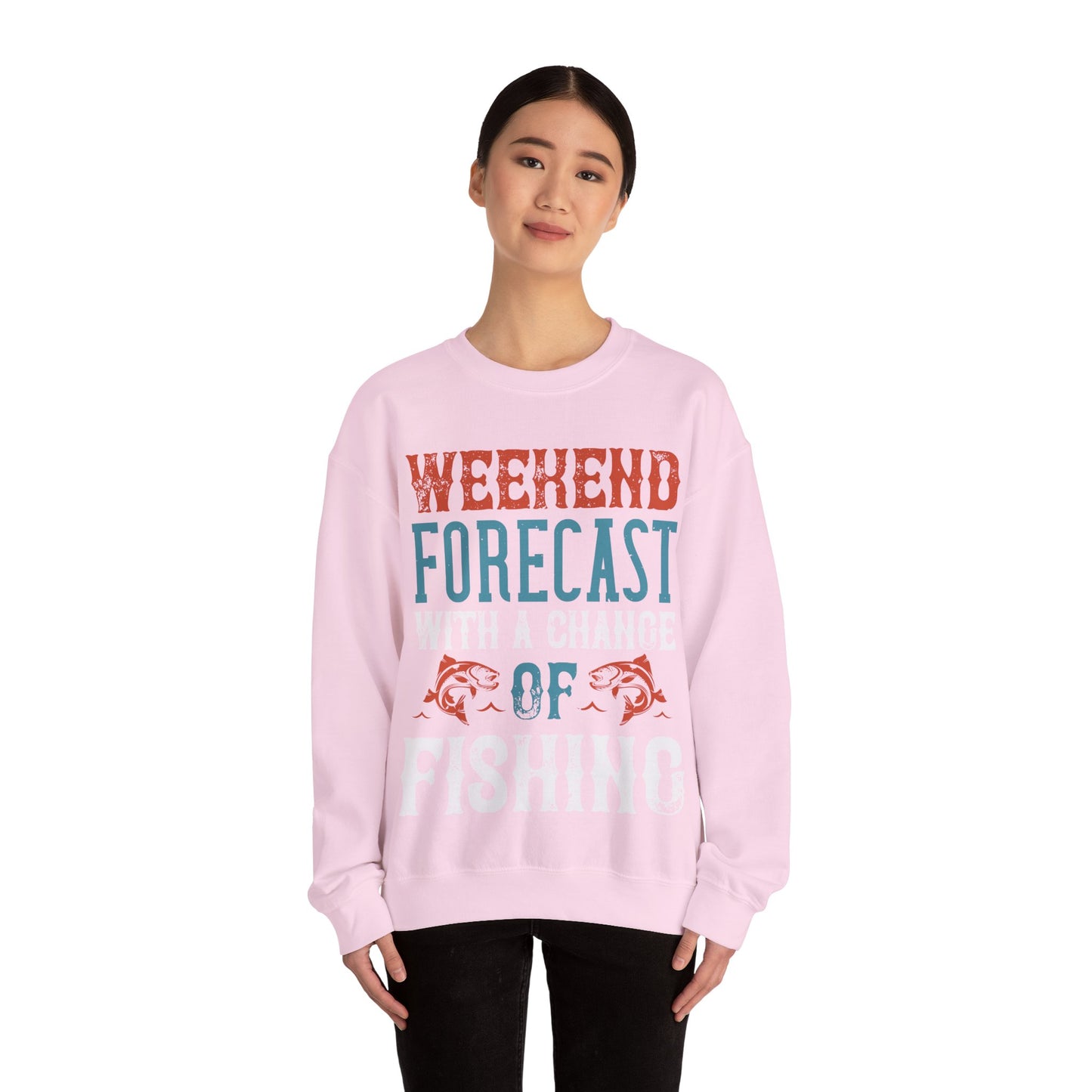 WEEKEND FORECAST WITH A CHANGE OF FISHING-01 — Unisex Heavy Blend Crewneck (G18000)