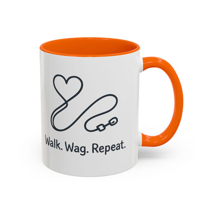 Dog Lover's Accent Coffee Mug - Walk Wag Repeat, Pet Owner Gift, Cute Dog Mug, Animal Lover Cup, Cozy Dog Mom Coffee
