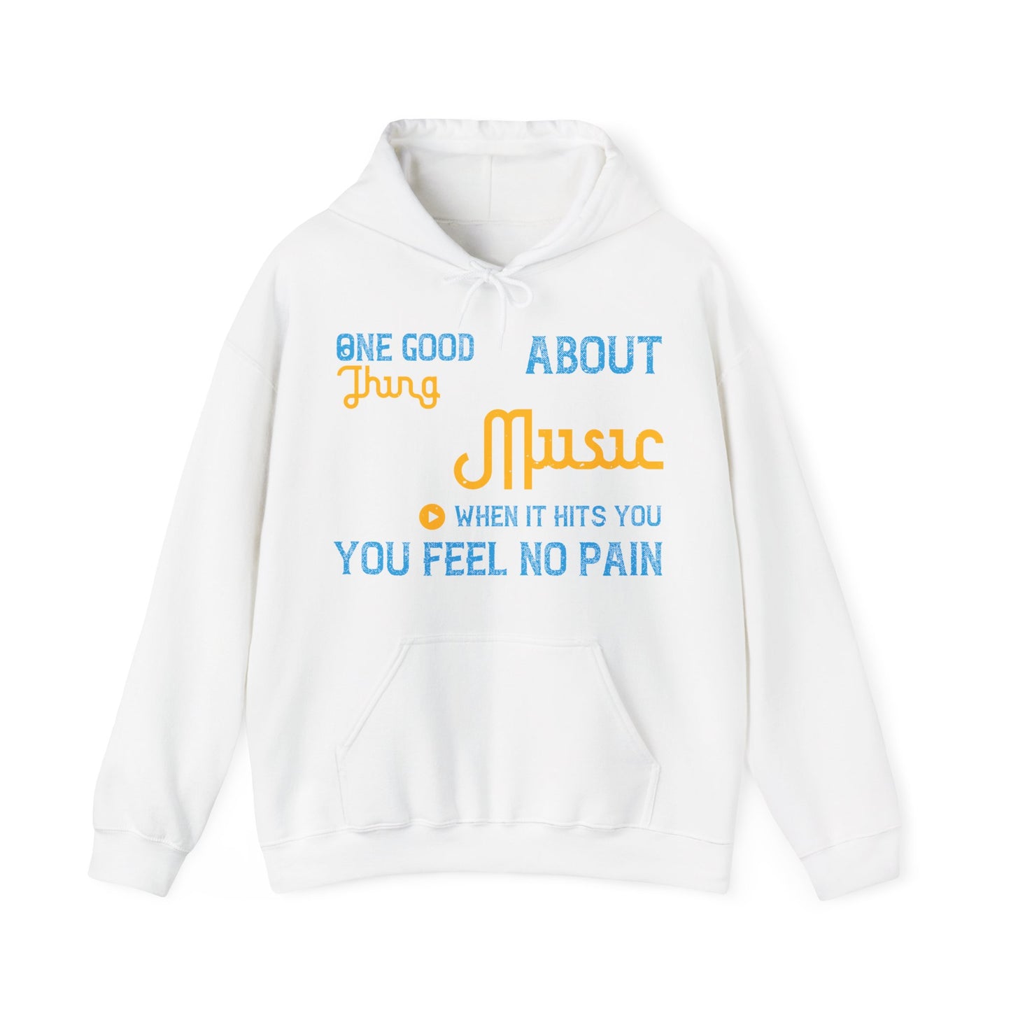 One good thing about music, when it hits you, you feel no pain-01 — Unisex Heavy Blend Hoodie (G18500)