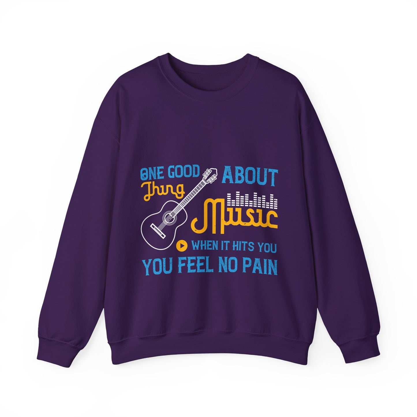 One good thing about music, when it hits you, you feel no pain-01 — Unisex Heavy Blend Crewneck (G18000)