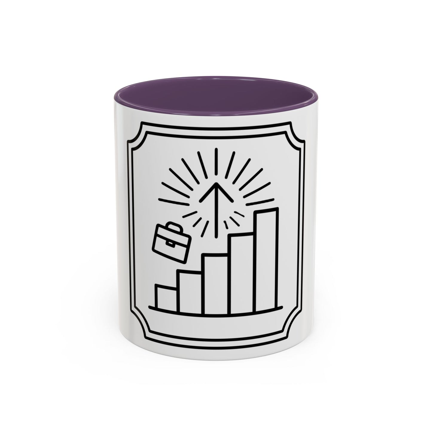 Finance Coffee Mug, Stock Trader Analyst Gift, Bar-Chart Staircase, Briefcase, Climb the Chart