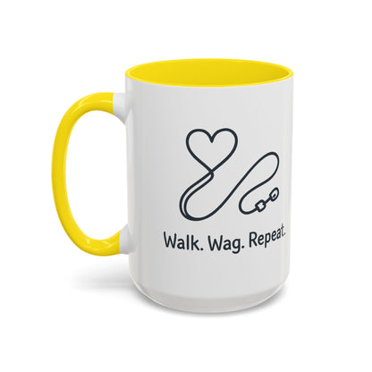 Dog Lover's Accent Coffee Mug - Walk Wag Repeat, Pet Owner Gift, Cute Dog Mug, Animal Lover Cup, Cozy Dog Mom Coffee