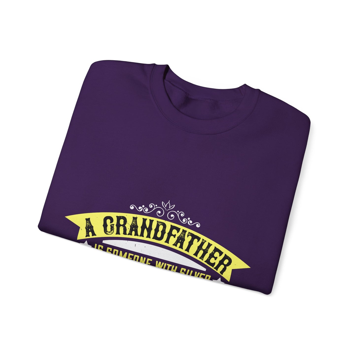A grandfather is someone with silver-01 — Unisex Heavy Blend Crewneck (G18000)