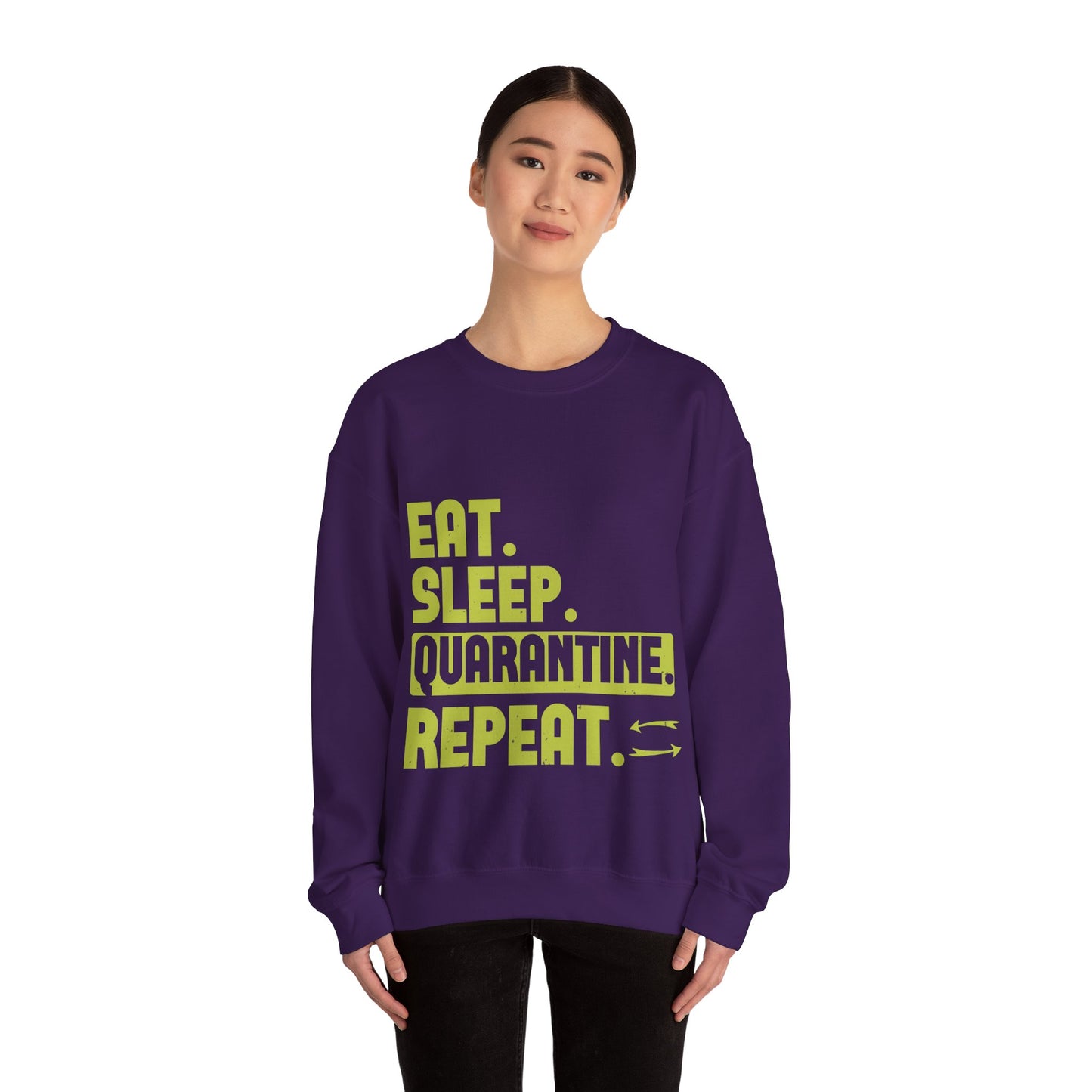 eat sleep quarantine repeat-01 — Unisex Heavy Blend Crewneck (G18000)
