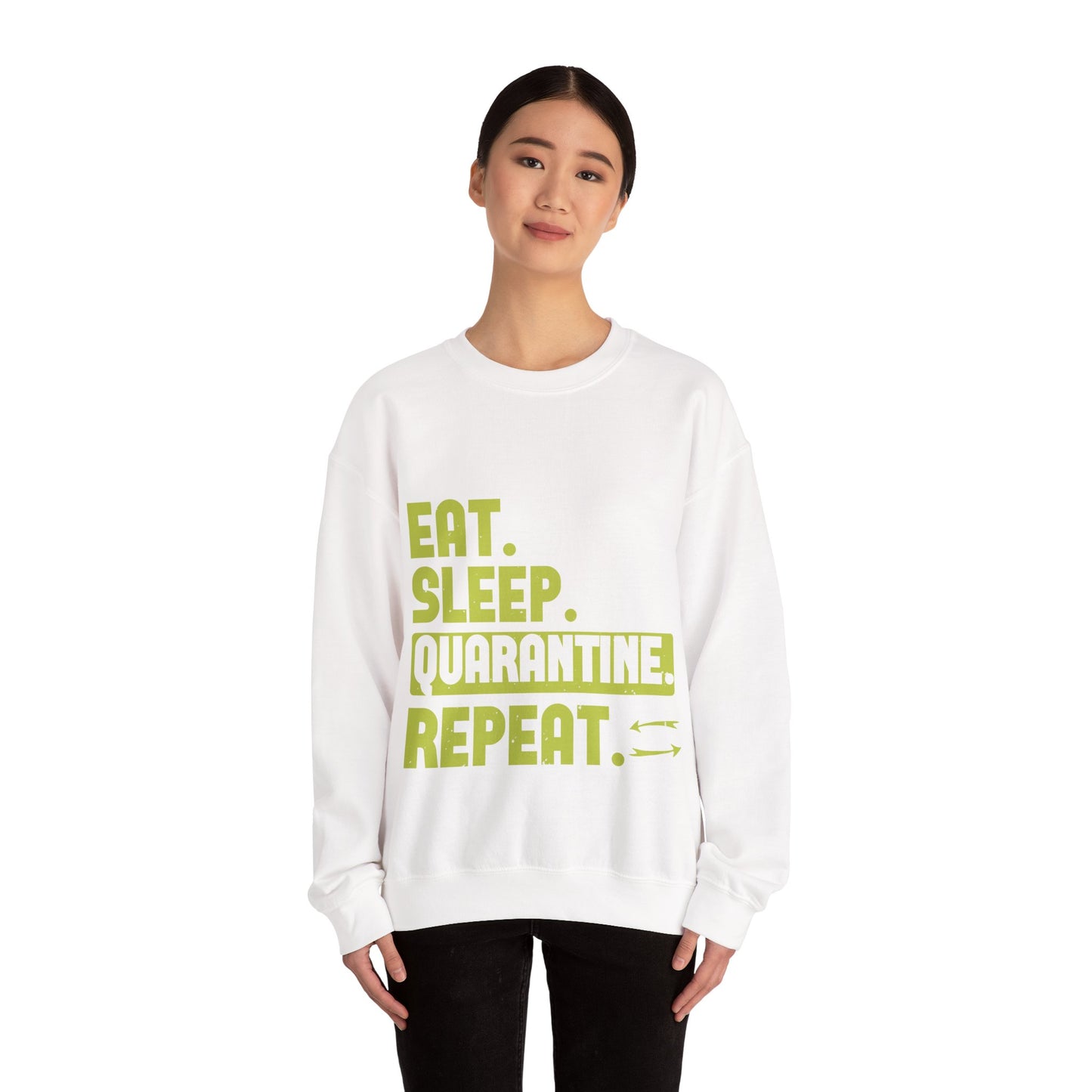 eat sleep quarantine repeat-01 — Unisex Heavy Blend Crewneck (G18000)