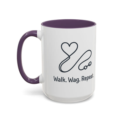 Dog Lover's Accent Coffee Mug - Walk Wag Repeat, Pet Owner Gift, Cute Dog Mug, Animal Lover Cup, Cozy Dog Mom Coffee