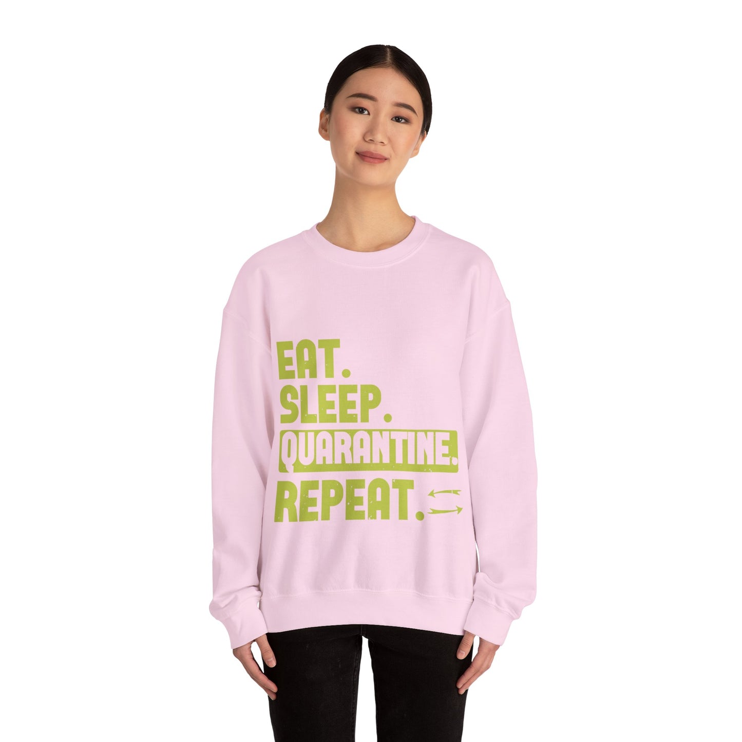 eat sleep quarantine repeat-01 — Unisex Heavy Blend Crewneck (G18000)