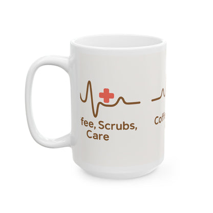 Heartbeats & Coffee Inspirational Mug - Nurse Gift, Medical Professional Humor, Healthcare Appreciation, Unique Coffee Cup