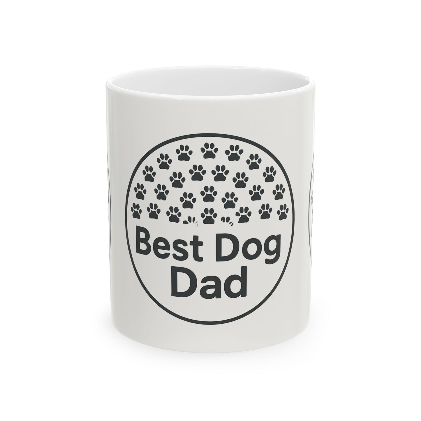 Best Dog Dad Ceramic Mug - Personalized Gift for Dog Lovers, Pet Owner Coffee Cup, 11oz 15oz, Dog Dad Gift, Paw Print Design