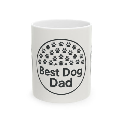 Best Dog Dad Ceramic Mug - Personalized Gift for Dog Lovers, Pet Owner Coffee Cup, 11oz 15oz, Dog Dad Gift, Paw Print Design