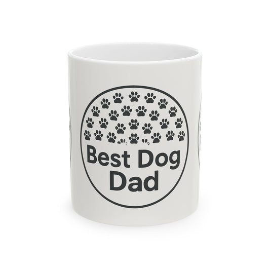 Best Dog Dad Ceramic Mug - Personalized Gift for Dog Lovers, Pet Owner Coffee Cup, 11oz 15oz, Dog Dad Gift, Paw Print Design