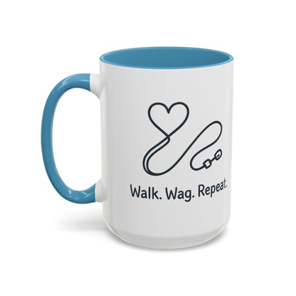 Dog Lover's Accent Coffee Mug - Walk Wag Repeat, Pet Owner Gift, Cute Dog Mug, Animal Lover Cup, Cozy Dog Mom Coffee