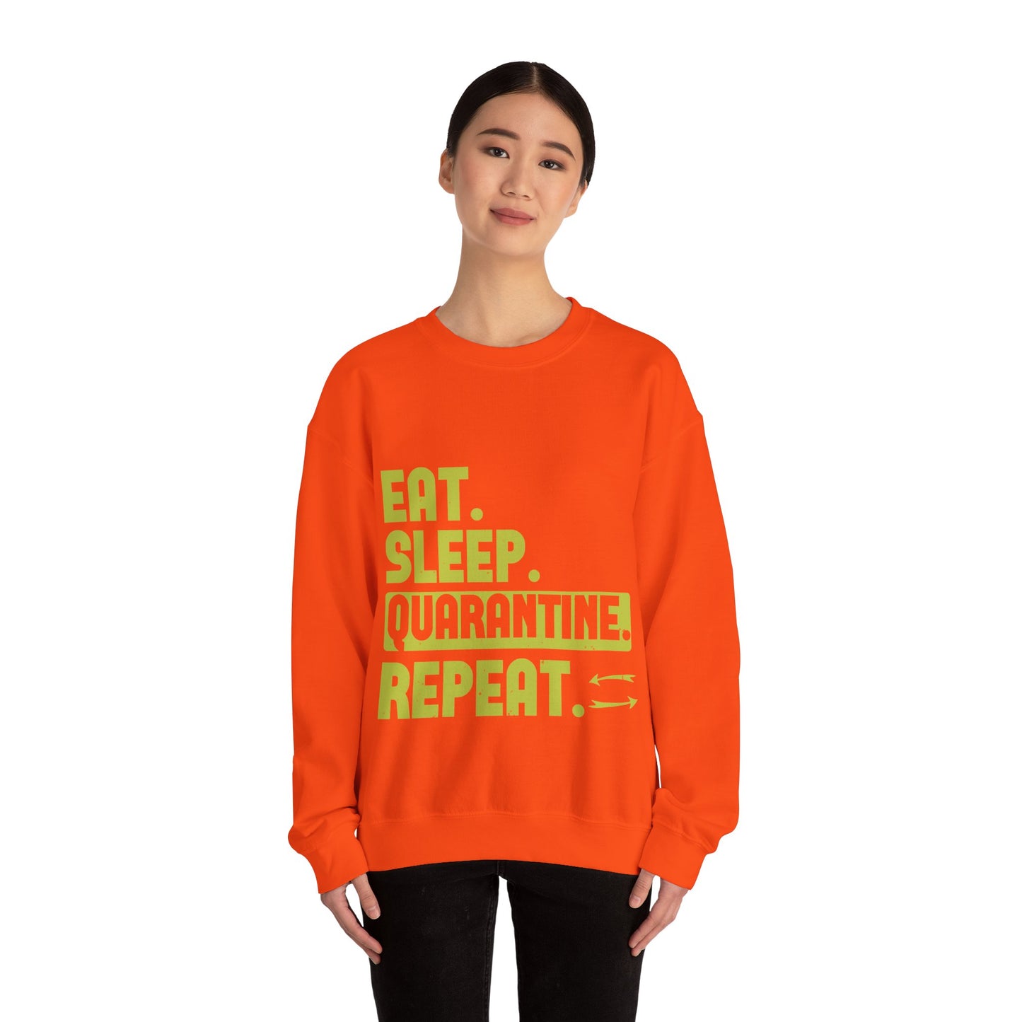 eat sleep quarantine repeat-01 — Unisex Heavy Blend Crewneck (G18000)