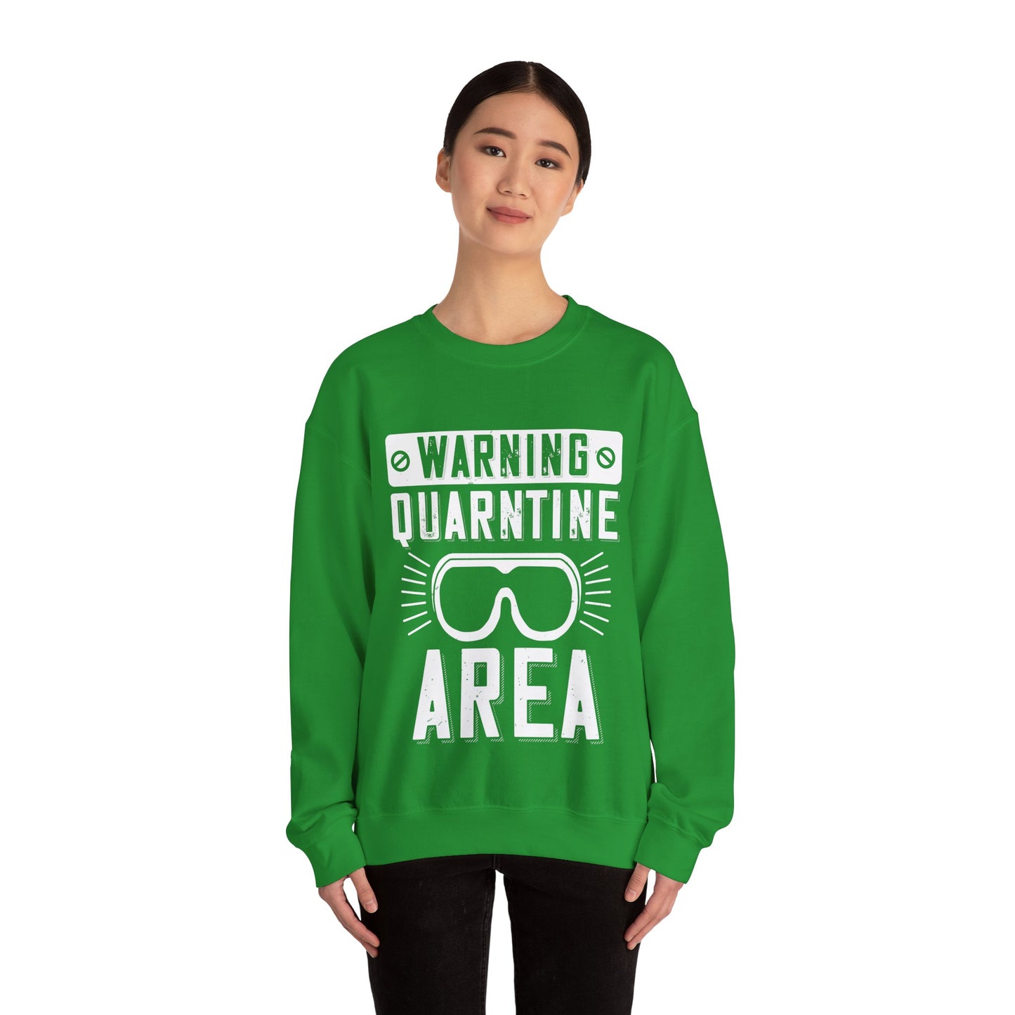 warning quarantine area-01 — Unisex Heavy Blend Crewneck (G18000)