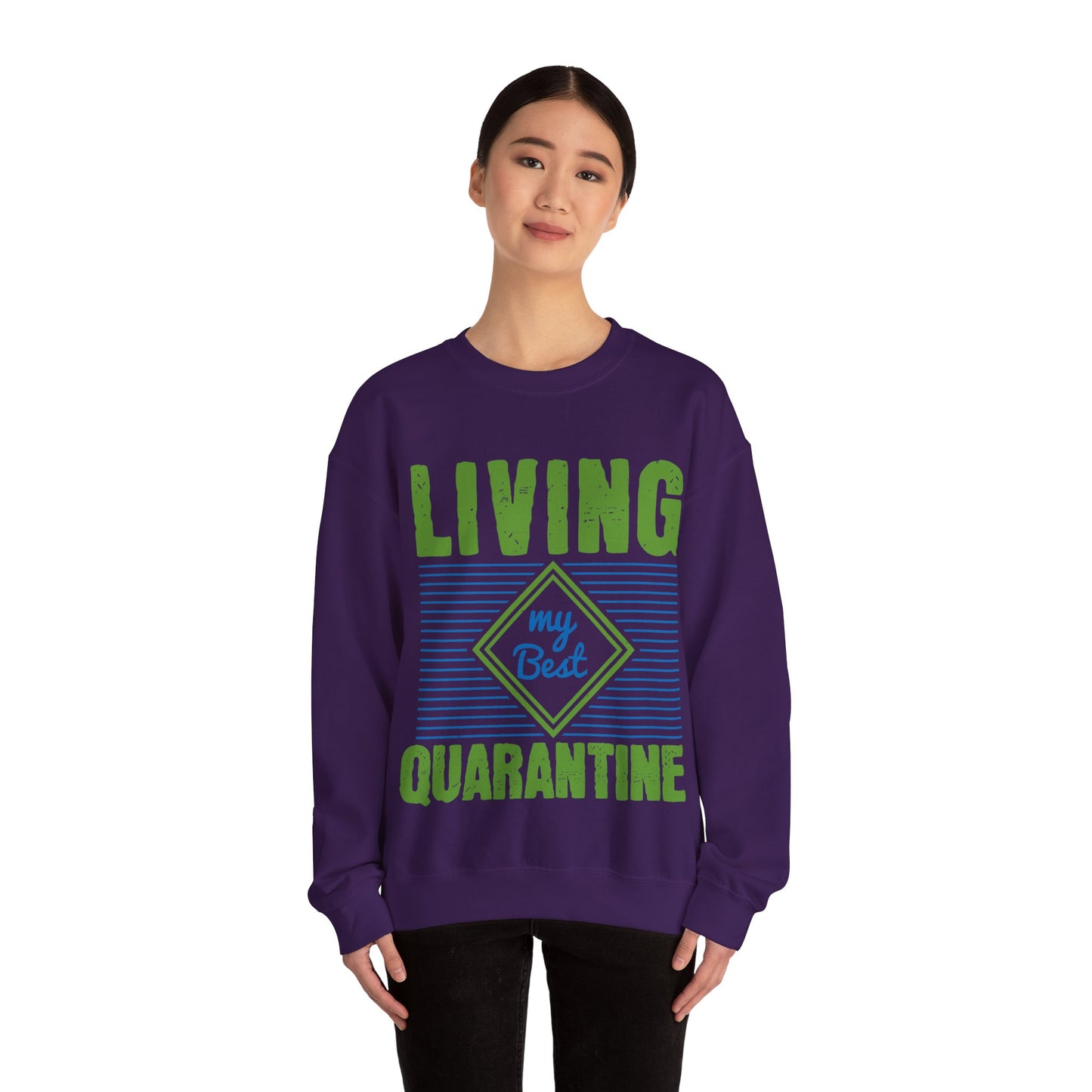 living my best quarantine-01 — Unisex Heavy Blend Crewneck (G18000)
