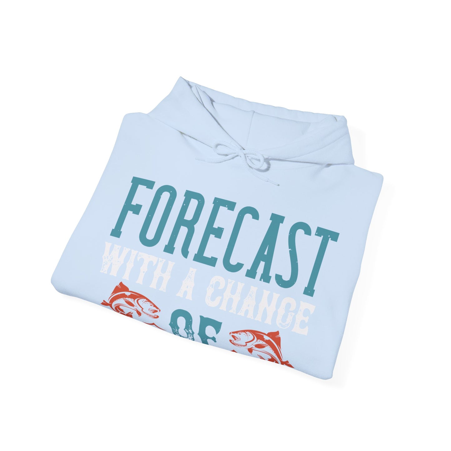 WEEKEND FORECAST WITH A CHANGE OF FISHING-01 — Unisex Heavy Blend Hoodie (G18500)