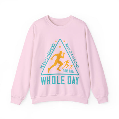 An early-morning walk is a blessing for the whole day-01 — Unisex Heavy Blend Crewneck (G18000)