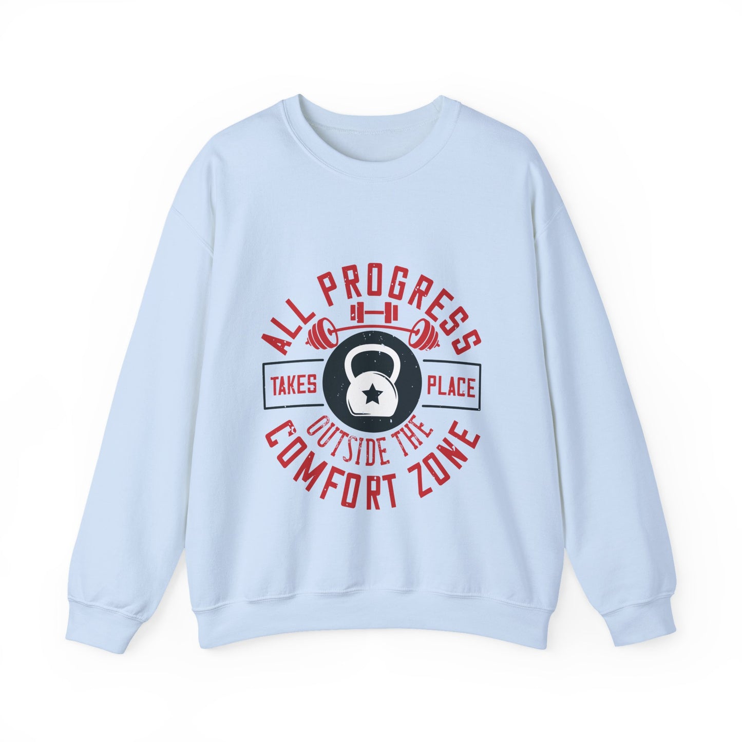 All progress takes place outside the comfort zone-01 — Unisex Heavy Blend Crewneck (G18000)
