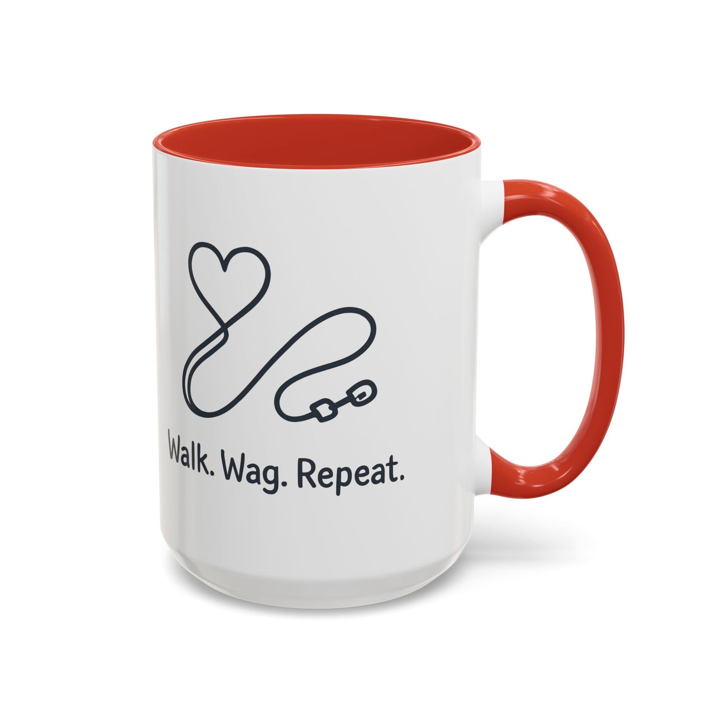 Dog Lover's Accent Coffee Mug - Walk Wag Repeat, Pet Owner Gift, Cute Dog Mug, Animal Lover Cup, Cozy Dog Mom Coffee