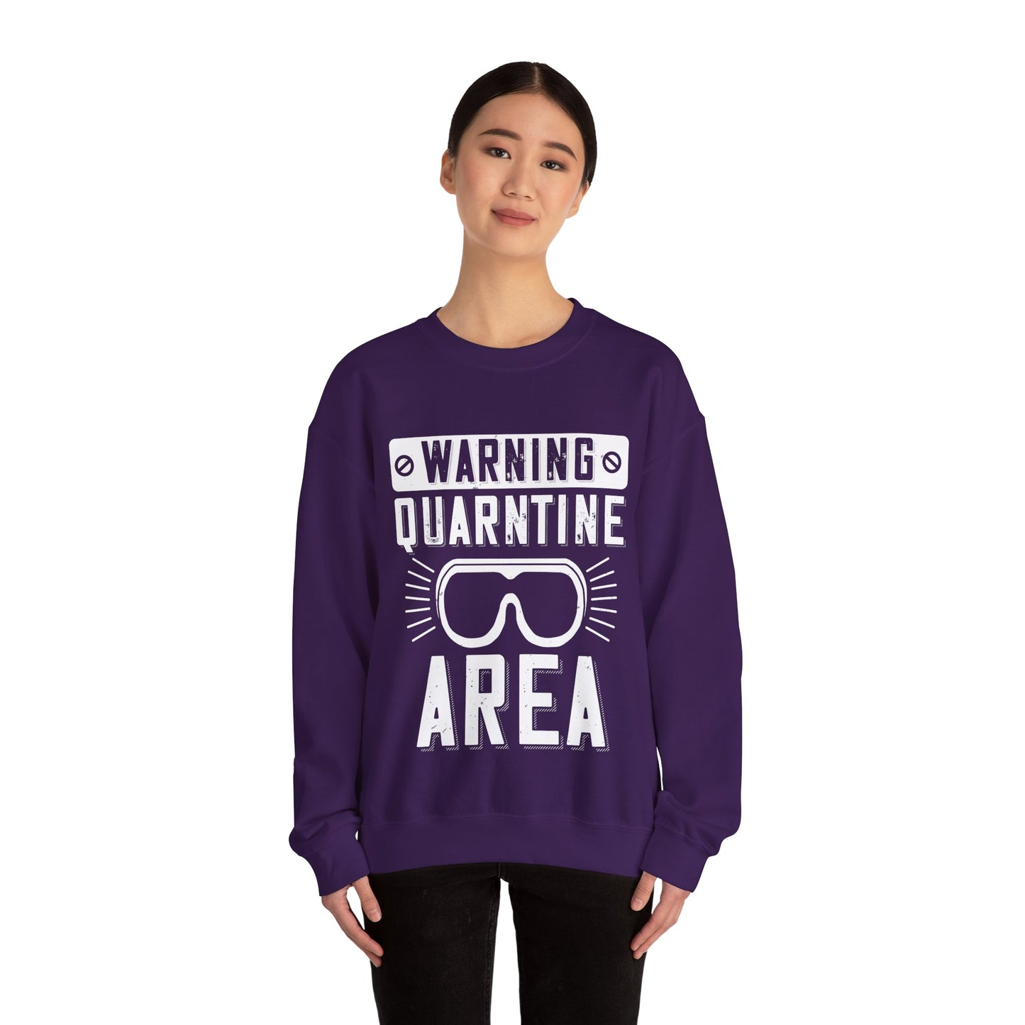 warning quarantine area-01 — Unisex Heavy Blend Crewneck (G18000)