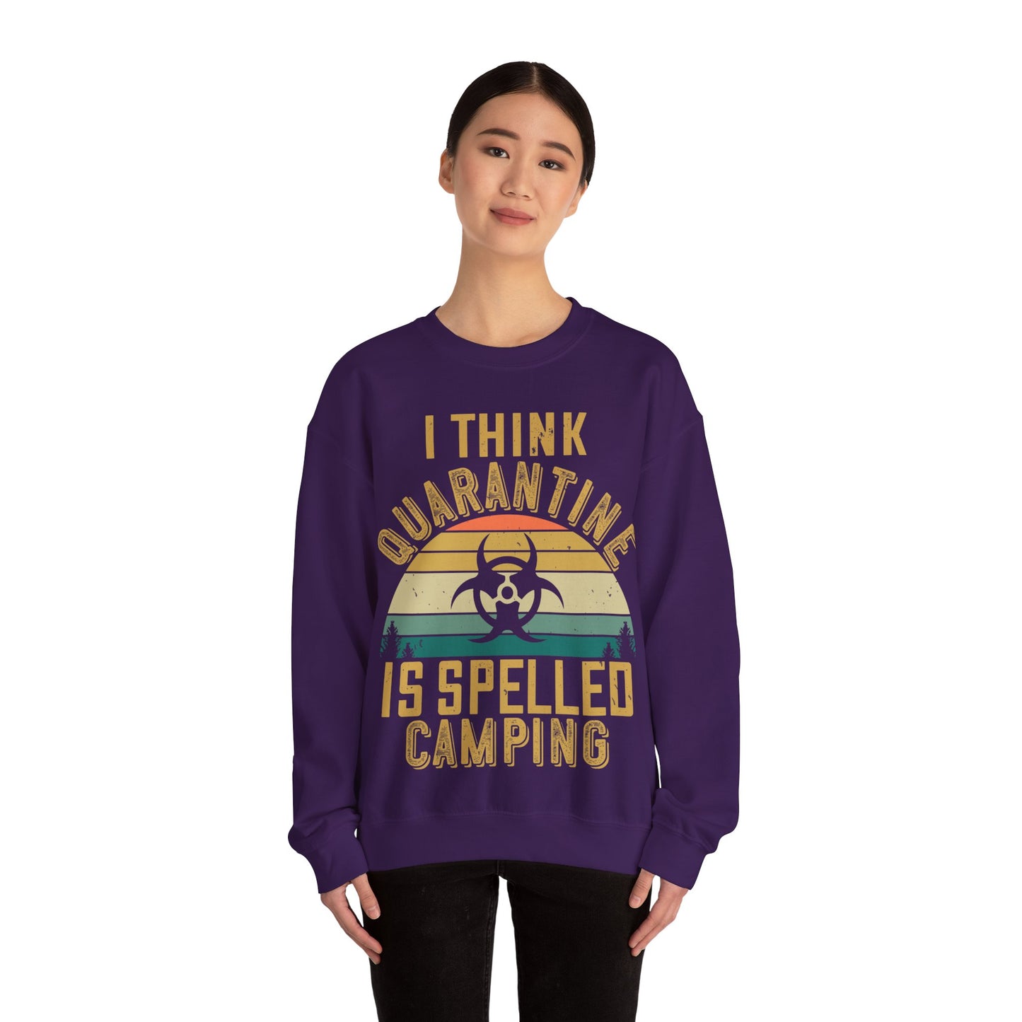 i think quarantine is spelled camping-01 — Unisex Heavy Blend Crewneck (G18000)