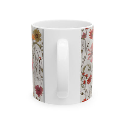 Artistic Wildflower Bloom Ceramic Mug - Unique Interpretation Design Drinkware, Available in 11oz & 15oz Sizes - Perfect Gift Idea