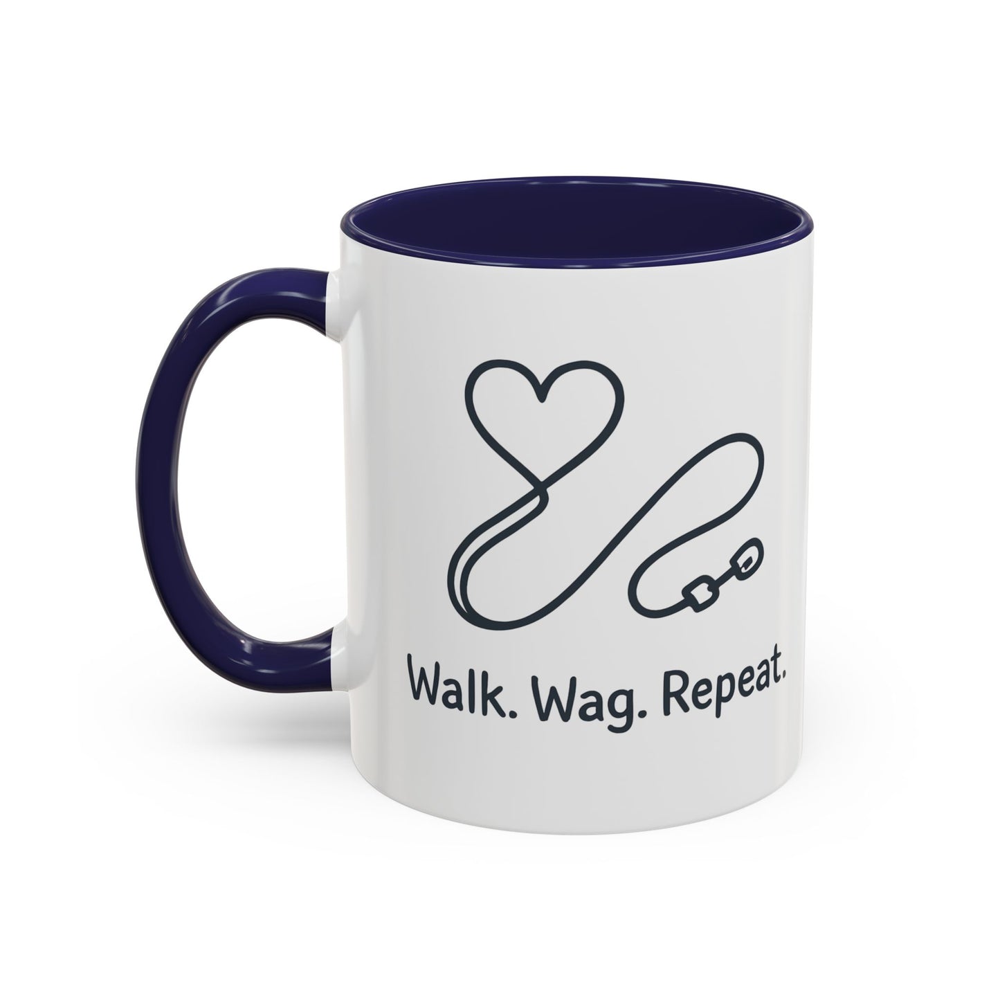 Dog Lover's Accent Coffee Mug - Walk Wag Repeat, Pet Owner Gift, Cute Dog Mug, Animal Lover Cup, Cozy Dog Mom Coffee
