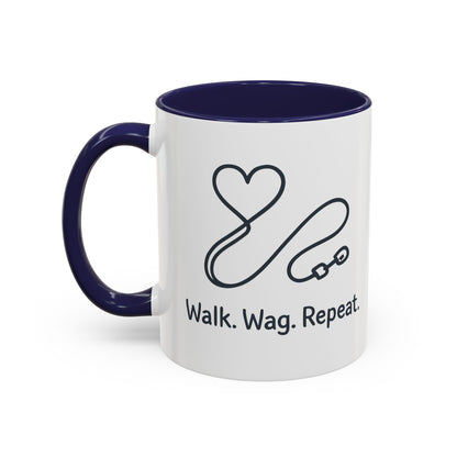 Dog Lover's Accent Coffee Mug - Walk Wag Repeat, Pet Owner Gift, Cute Dog Mug, Animal Lover Cup, Cozy Dog Mom Coffee