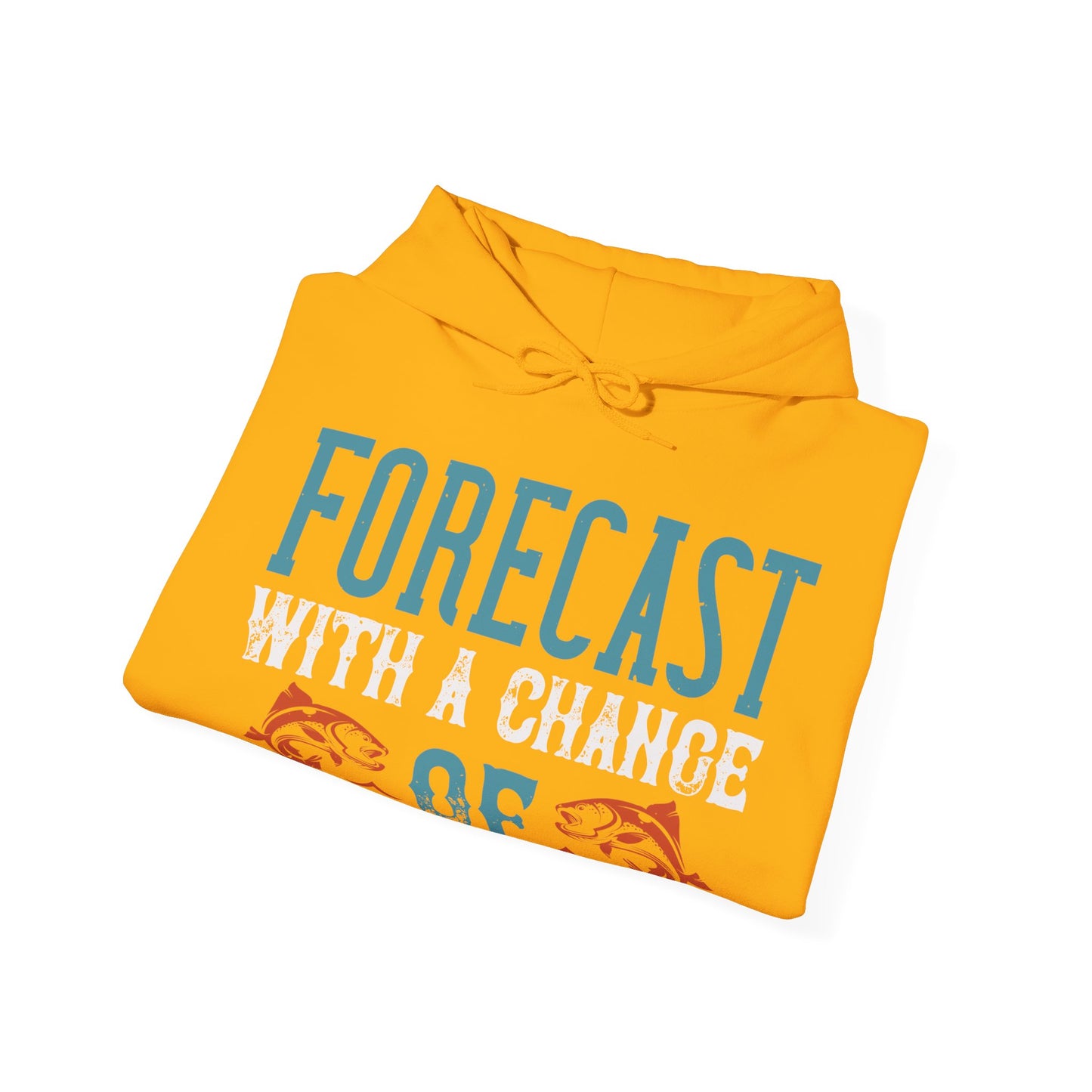 WEEKEND FORECAST WITH A CHANGE OF FISHING-01 — Unisex Heavy Blend Hoodie (G18500)