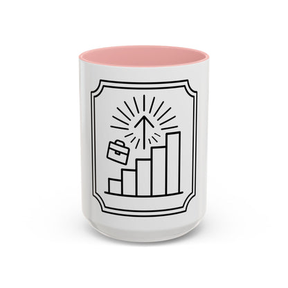 Finance Coffee Mug, Stock Trader Analyst Gift, Bar-Chart Staircase, Briefcase, Climb the Chart