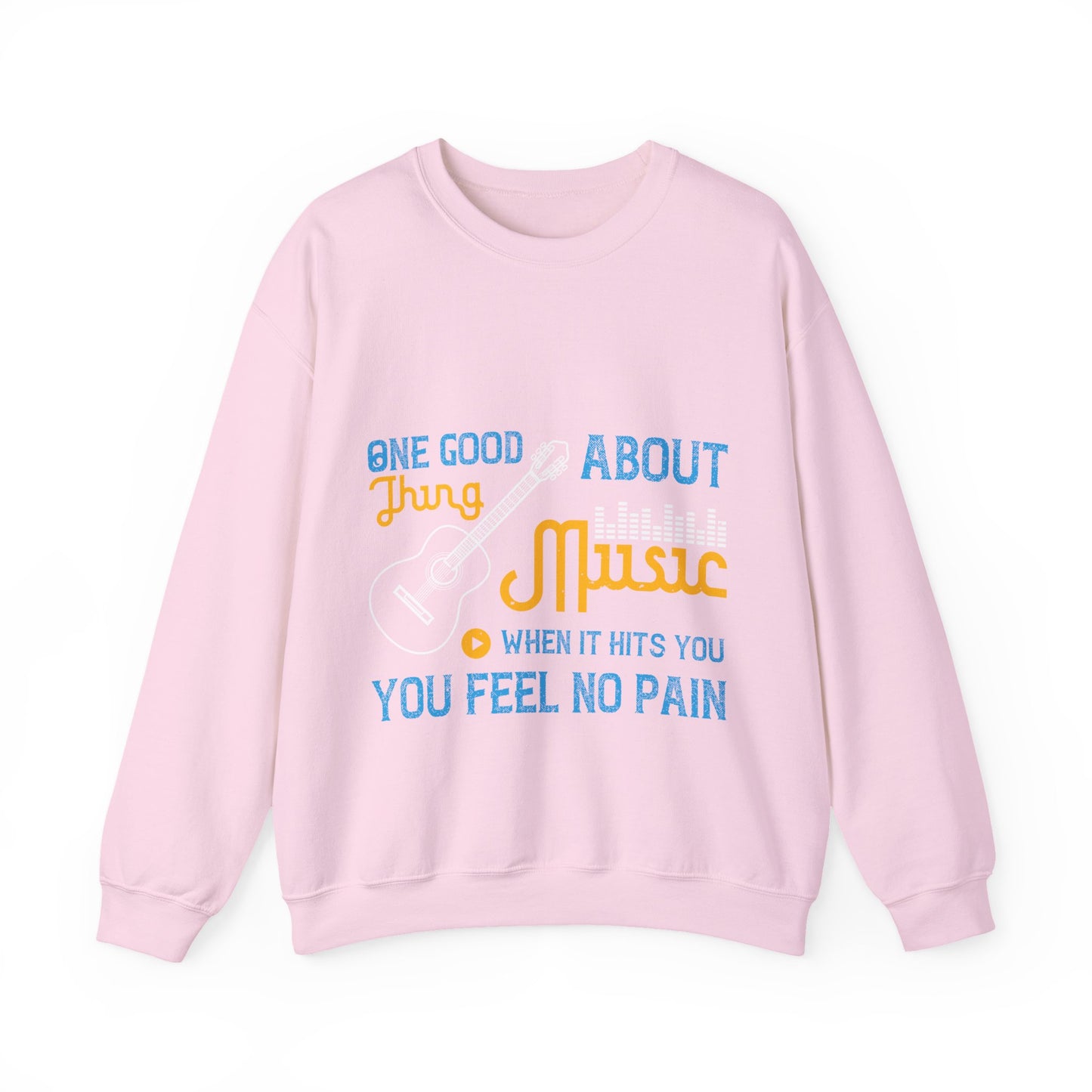 One good thing about music, when it hits you, you feel no pain-01 — Unisex Heavy Blend Crewneck (G18000)