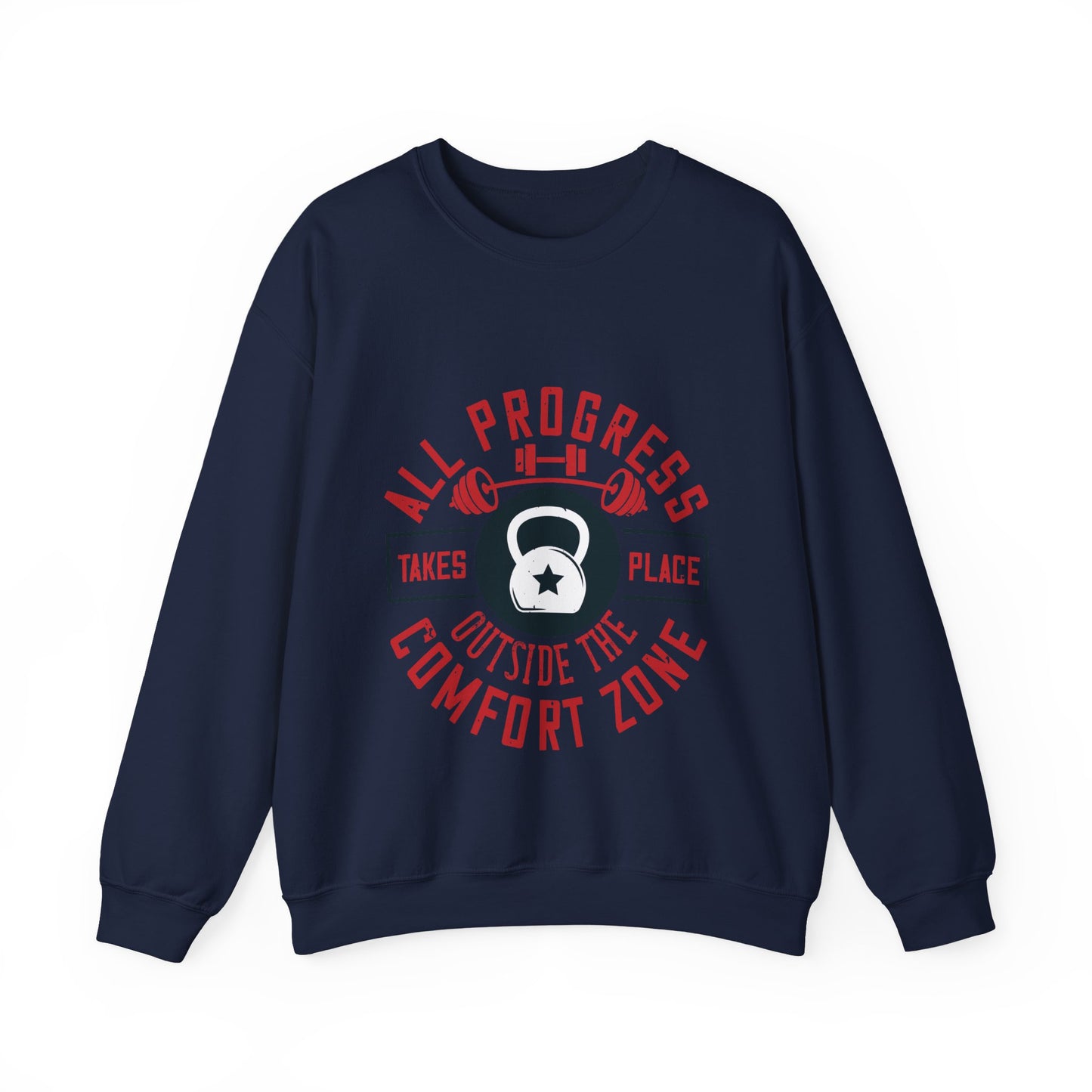 All progress takes place outside the comfort zone-01 — Unisex Heavy Blend Crewneck (G18000)