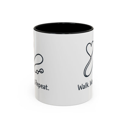 Dog Lover's Accent Coffee Mug - Walk Wag Repeat, Pet Owner Gift, Cute Dog Mug, Animal Lover Cup, Cozy Dog Mom Coffee